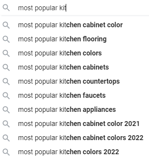 Google Autocomplete suggestions for "What Are Popular Kitchen Appliances." Find New Blog Topics. Boston Copywriter.