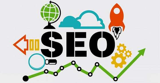 The word SEO with symbols representing understanding of SEO in creating website content. Boston-based copywriter Westebbe Marketing.